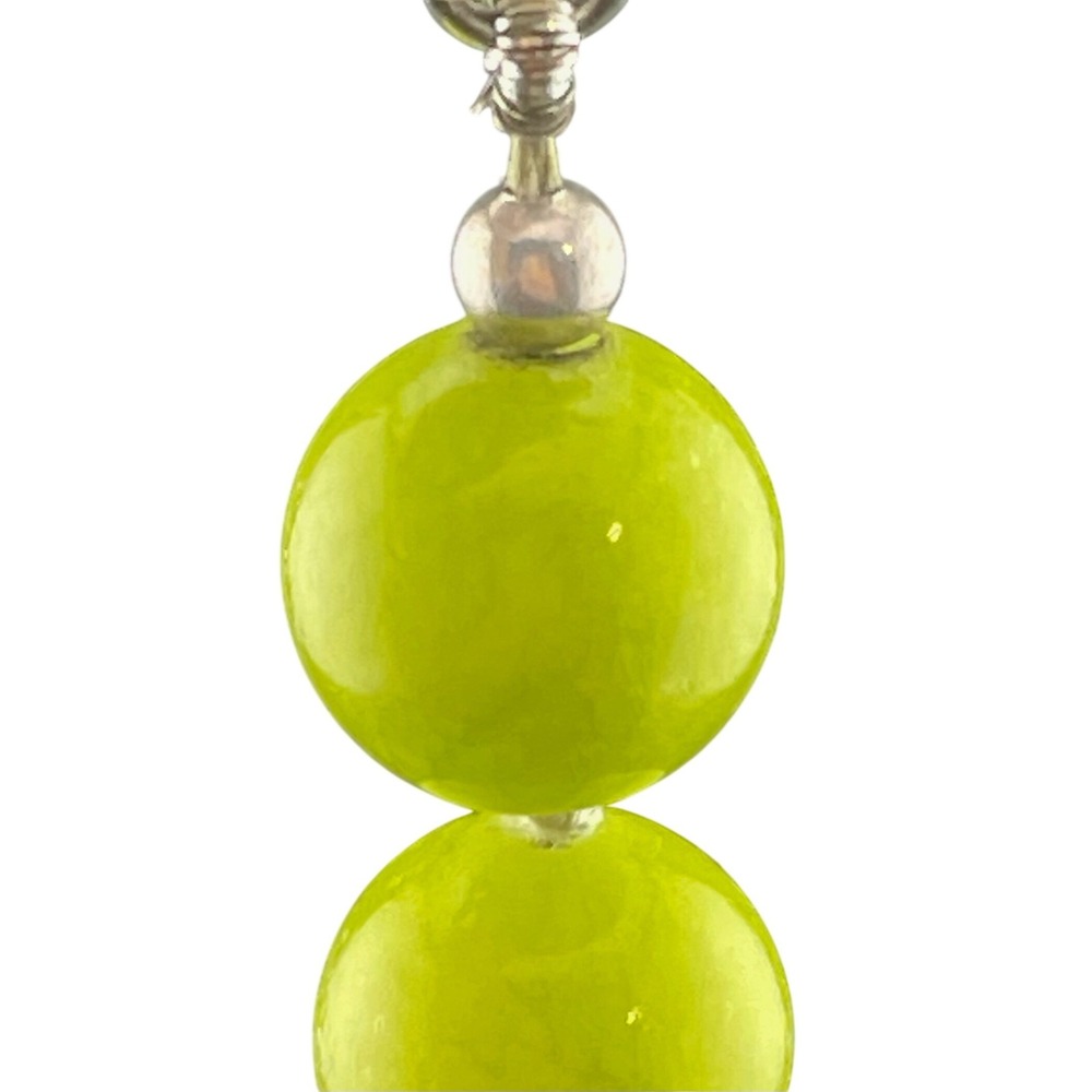 Statement Bead Necklace green chalcedony hand knotted runway jewelry 925 clasp - Picture 12 of 14